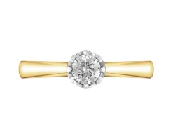 Pierścionek z żółtego złota z brylantem - 0,18 ct - próba 750