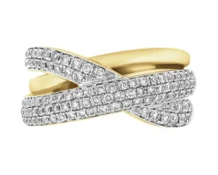 Pierścionek z żółtego złota z brylantami - 0,72 ct - próba 585