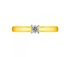 Pierścionek z żółtego złota z brylantem - 0,08 ct - próba 585