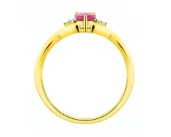 Pierścionek z żółtego złota z diamentami i rubinem - próba 585