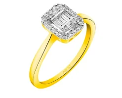 Pierścionek z żółtego złota z diamentami - 0,21 ct - próba 585