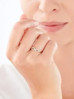 Pierścionek z żółtego złota z diamentami - nieskończoność - 0,03 ct - próba 375