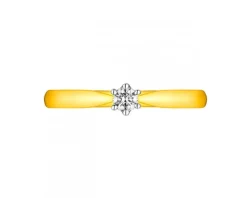Pierścionek z żółtego złota z brylantem - 0,08 ct - próba 750