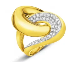 Pierścionek z żółtego złota z brylantami - 0,43 ct - próba 750