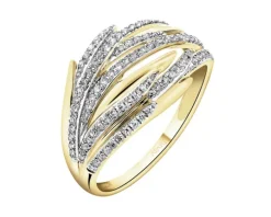 Pierścionek z żółtego złota z diamentami - 0,25 ct - próba 585