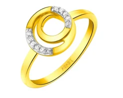 Pierścionek z żółtego złota z diamentami - koło - 0,05 ct - próba 375
