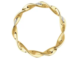 Pierścionek z żółtego złota z diamentami - 0,04 ct - próba 375