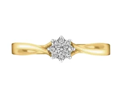 Pierścionek z żółtego złota z brylantami - 0,10 ct - próba 585