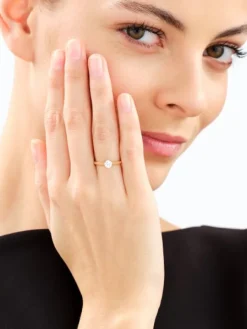 Pierścionek z żółtego złota z brylantem laboratoryjnym - 0,41 ct - próba 585