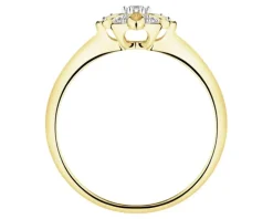 Pierścionek z żółtego złota z diamentami - kwiat - 0,05 ct - próba 585