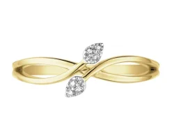 Pierścionek z żółtego złota z diamentami - 0,04 ct - próba 375