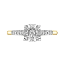 Pierścionek z żółtego złota z brylantami - 0,21 ct - próba 585