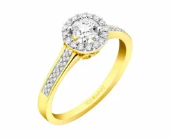 Pierścionek z żółtego złota z brylantami - 0,35 ct - próba 750