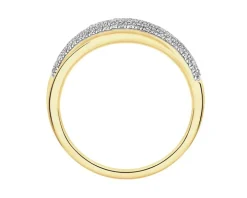 Pierścionek z żółtego złota z diamentami - 0,32 ct - próba 585