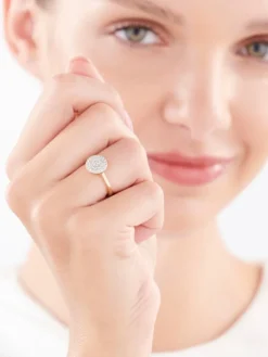 Pierścionek z żółtego złota z diamentami - 0,40 ct - próba 585