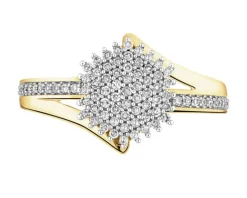 Pierścionek z żółtego złota z diamentami - 0,24 ct - próba 585