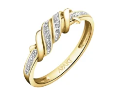Pierścionek z żółtego złota z diamentami - 0,05 ct - próba 375