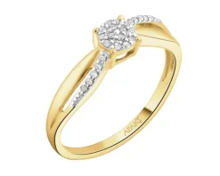 Pierścionek z żółtego złota z diamentami - 0,04 ct - próba 375