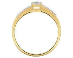 Pierścionek z żółtego złota z diamentami - 0,04 ct - próba 375