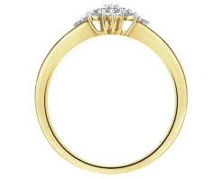 Pierścionek z żółtego złota z brylantami - 0,15 ct - próba 585