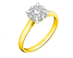 Pierścionek z żółtego złota z brylantami - 0,50 ct - próba 585