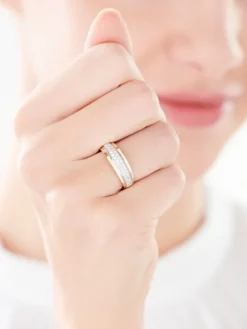 Pierścionek z żółtego złota z brylantami - 0,34 ct - próba 585