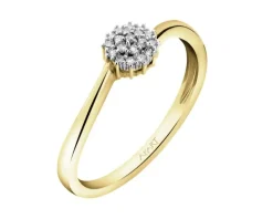 Pierścionek z żółtego złota z diamentami - 0,08 ct - próba 375