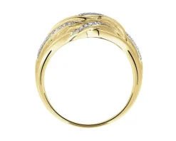 Pierścionek z żółtego złota z diamentami - 0,10 ct - próba 585