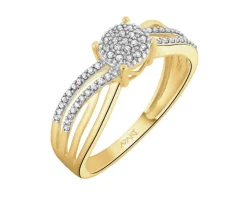 Pierścionek z żółtego złota z diamentami - 0,14 ct - próba 375