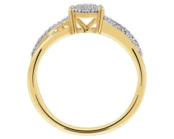 Pierścionek z żółtego złota z diamentami - 0,14 ct - próba 375