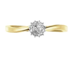 Pierścionek z żółtego złota z diamentami - 0,03 ct - próba 375