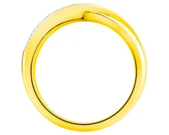 Pierścionek z żółtego złota z diamentami - 0,14 ct - próba 585