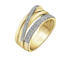 Pierścionek z żółtego złota z brylantami - 0,31 ct - próba 585