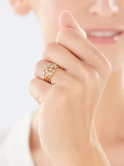 Pierścionek z żółtego złota z brylantami - 0,21 ct - próba 585