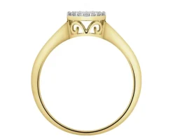 Pierścionek z żółtego złota z diamentami - 0,12 ct - próba 585
