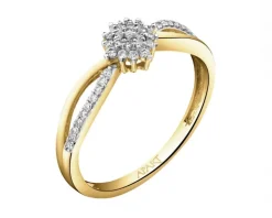 Pierścionek z żółtego złota z brylantami - 0,17 ct - próba 585