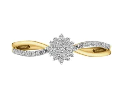 Pierścionek z żółtego złota z brylantami - 0,17 ct - próba 585