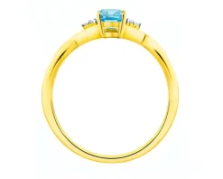 Pierścionek z żółtego złota z diamentami i topazem - próba 375