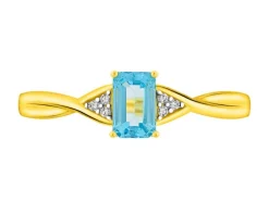 Pierścionek z żółtego złota z diamentami i topazem - próba 375