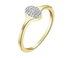 Pierścionek z żółtego złota z diamentami - 0,07 ct - próba 375