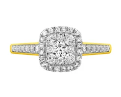 Pierścionek z żółtego złota z diamentami - 0,50 ct - próba 585