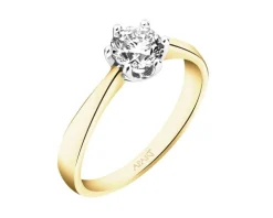 Pierścionek z żółtego złota z brylantem - SI1/H - 0,70 ct - próba 750