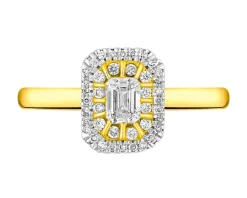 Pierścionek z żółtego złota z diamentami - 0,40 ct - próba 585