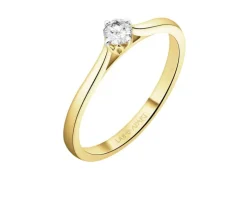Pierścionek z żółtego złota z brylantem laboratoryjnym - 0,16 ct - próba 585