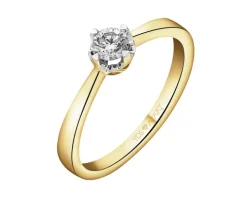Pierścionek z żółtego złota z brylantem - 0,23 ct - próba 750