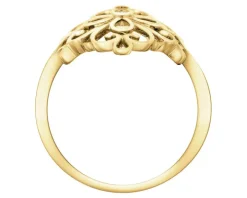 Pierścionek z żółtego złota z brylantem - rozeta - 0,01 ct - próba 375