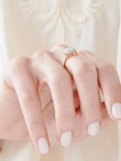 Pierścionek z żółtego złota z diamentami - 0,50 ct - próba 585