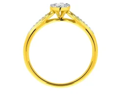 Pierścionek z żółtego złota z diamentami - 0,15 ct - próba 585