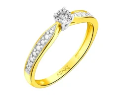 Pierścionek z żółtego złota z brylantem - 0,03 ct - próba 375