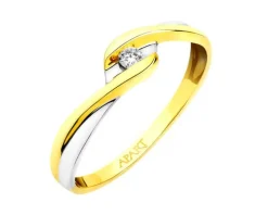 Pierścionek z żółtego złota z brylantem - 0,04 ct - próba 375